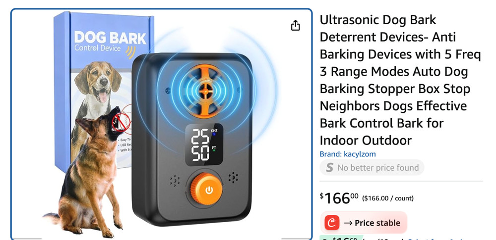 Ultrasonic Dog Bark Control Device for Wall or Table - Adjustable Ranges- NEW