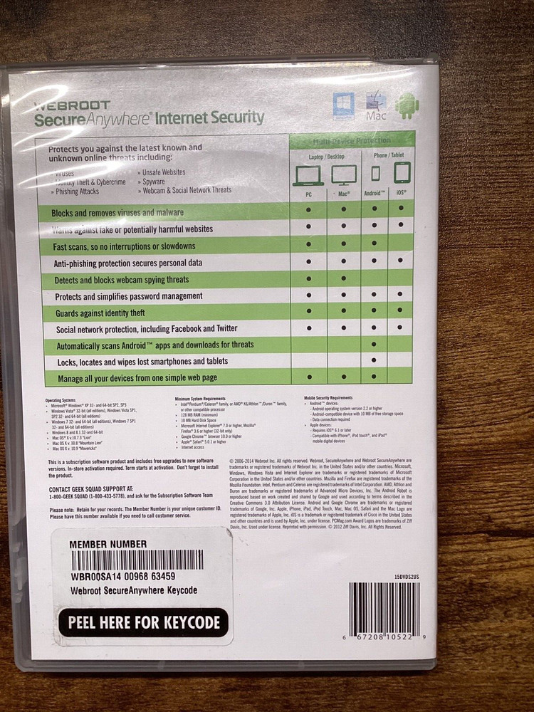 Webroot Internet Security for Pc, Mac