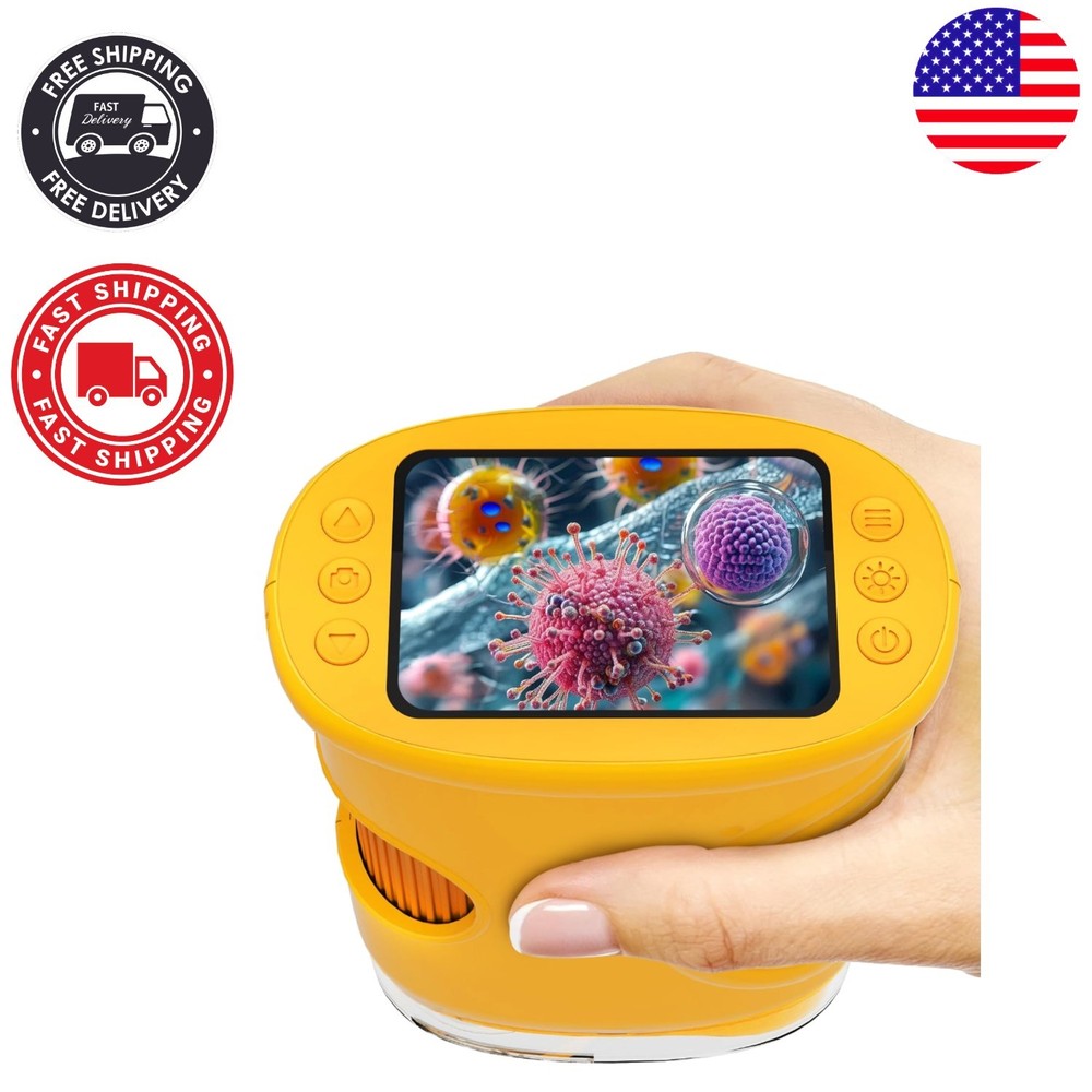 Kids 1000X Pocket Microscope with 8 LED Lights – Portable STEM Learning Tool