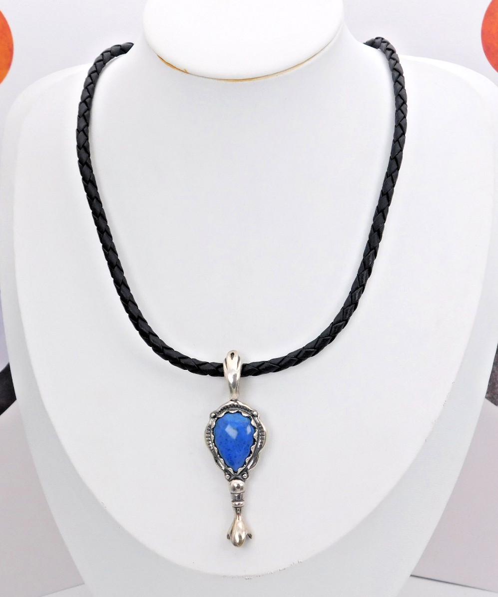 Gorgeous Carolyn Pollack Sterling Leather Necklace + New Lapis Naja Enhancer