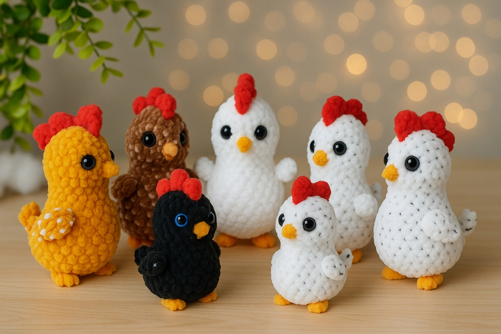 Little Hens Crochet Pattern Amigurumi Chicken Plush Farm Toy Tutorial