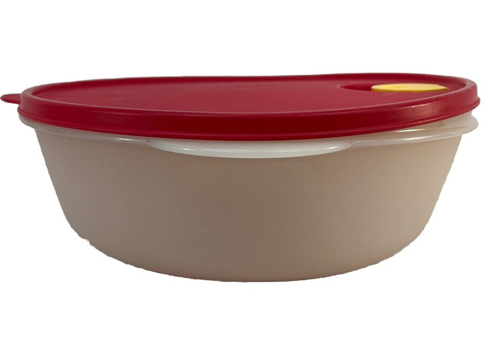Tupperware Microwave 3 Qt 2643 Round Container Vented Lid - Red Lid