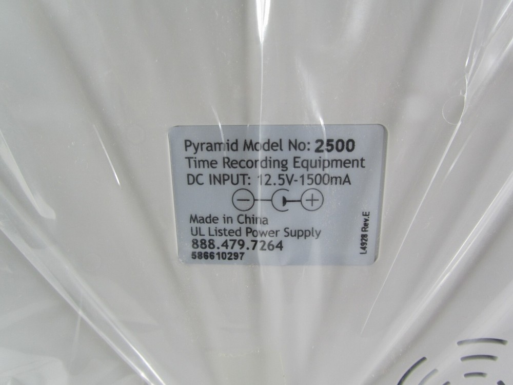 New Pyramid Auto Aligning Time Clock 2500 6 Column with Time Cards & Rack LCD