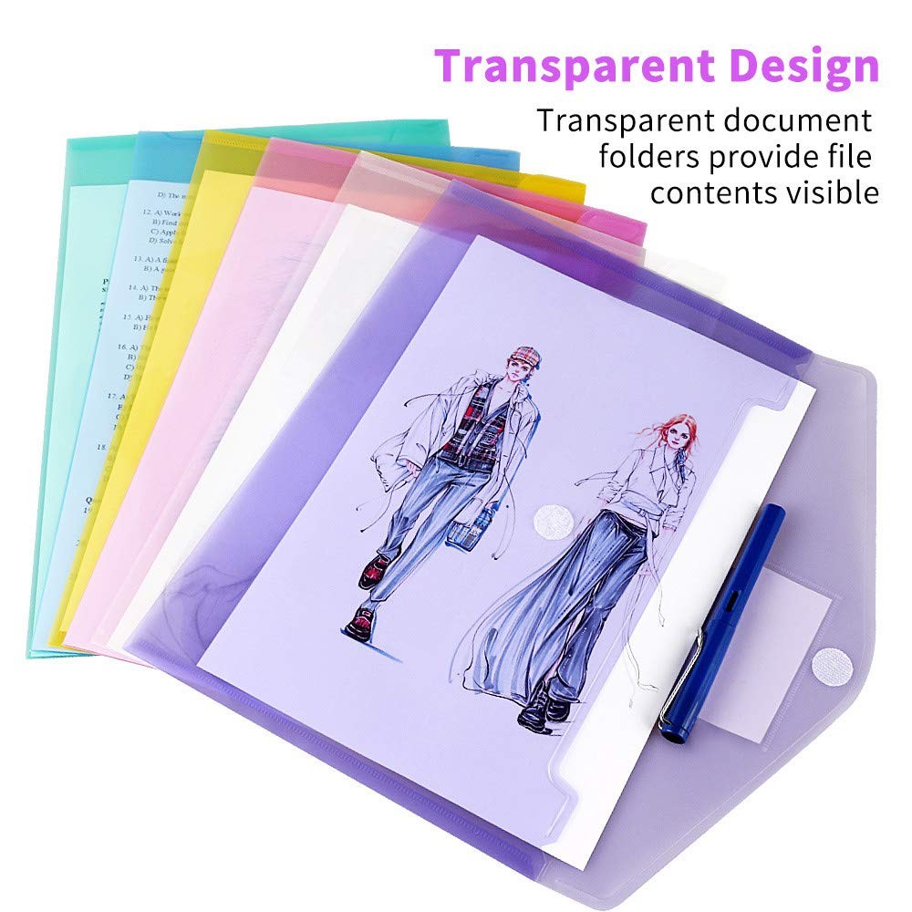 OUTYLTS 11 Pack Plastic Poly Filing Envelopes, Clear Document Folders US Lett...