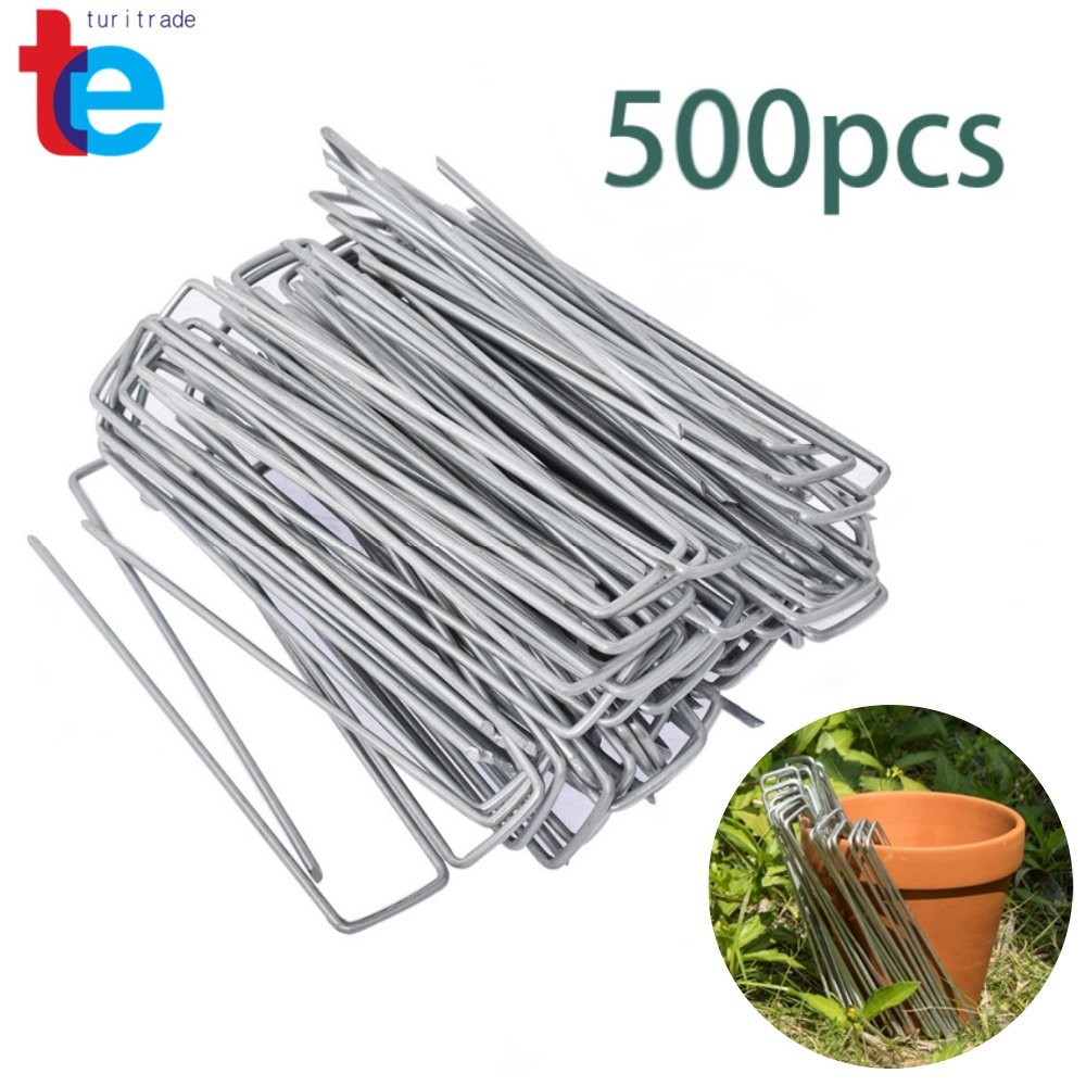 6 inch Landscape Sod Staples Sturdy Garden Stakes Weed Barrier Fabric Pins 500 x