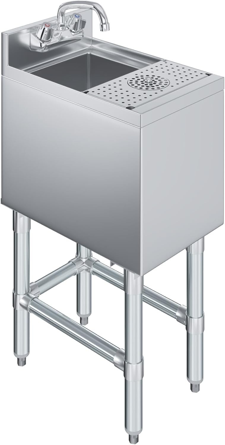 Underbar Mixology Station – Stainless Steel Bar Sink with Glass Rinser 18" x 12"