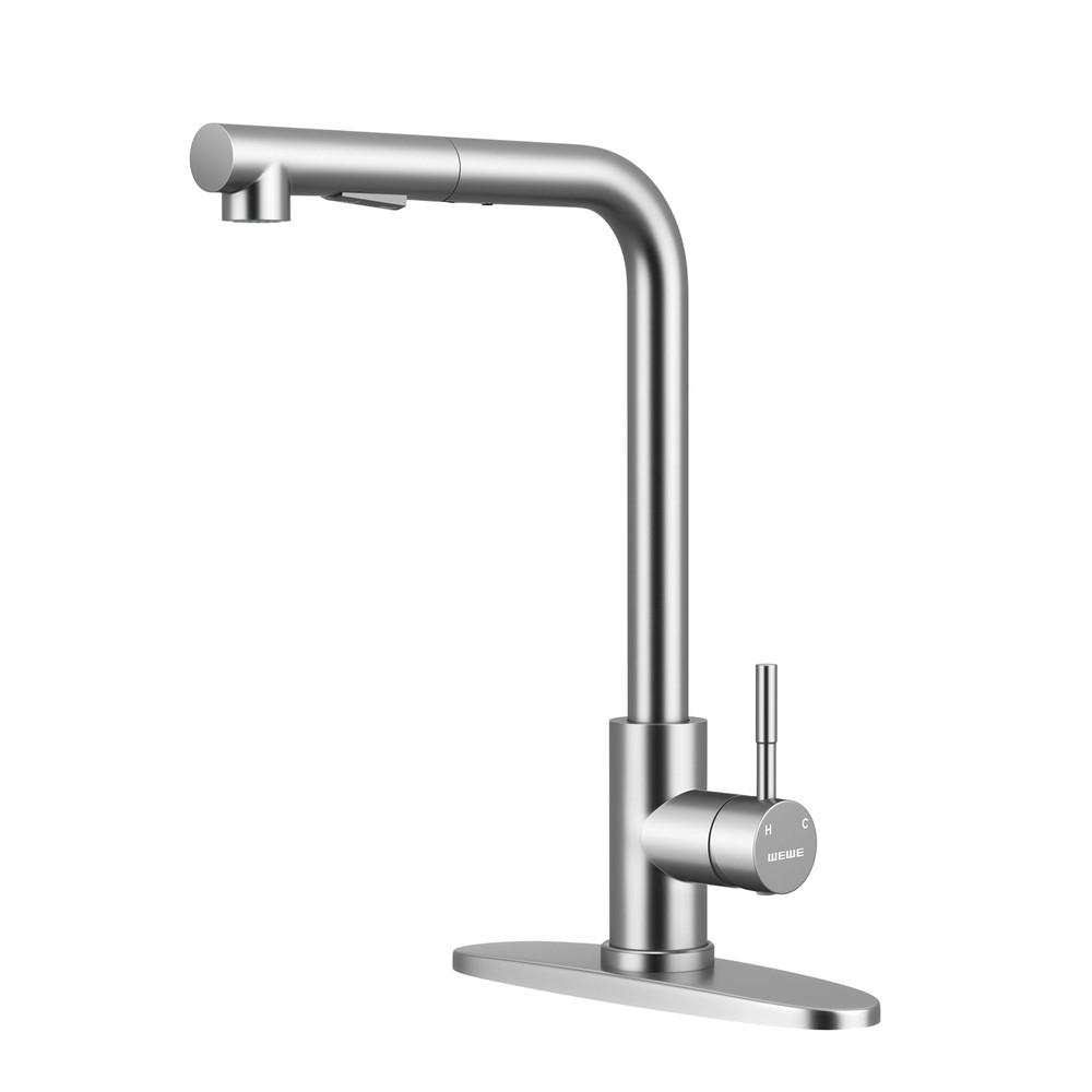 Single Handle Pull Down Kitchen Faucet, High Arc Brushed Nickel Stainless Ste...