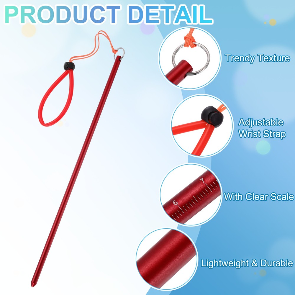 Diving Pointer Stick, 2Pcs Alloy Diving Stick Rod with Measurement, Red