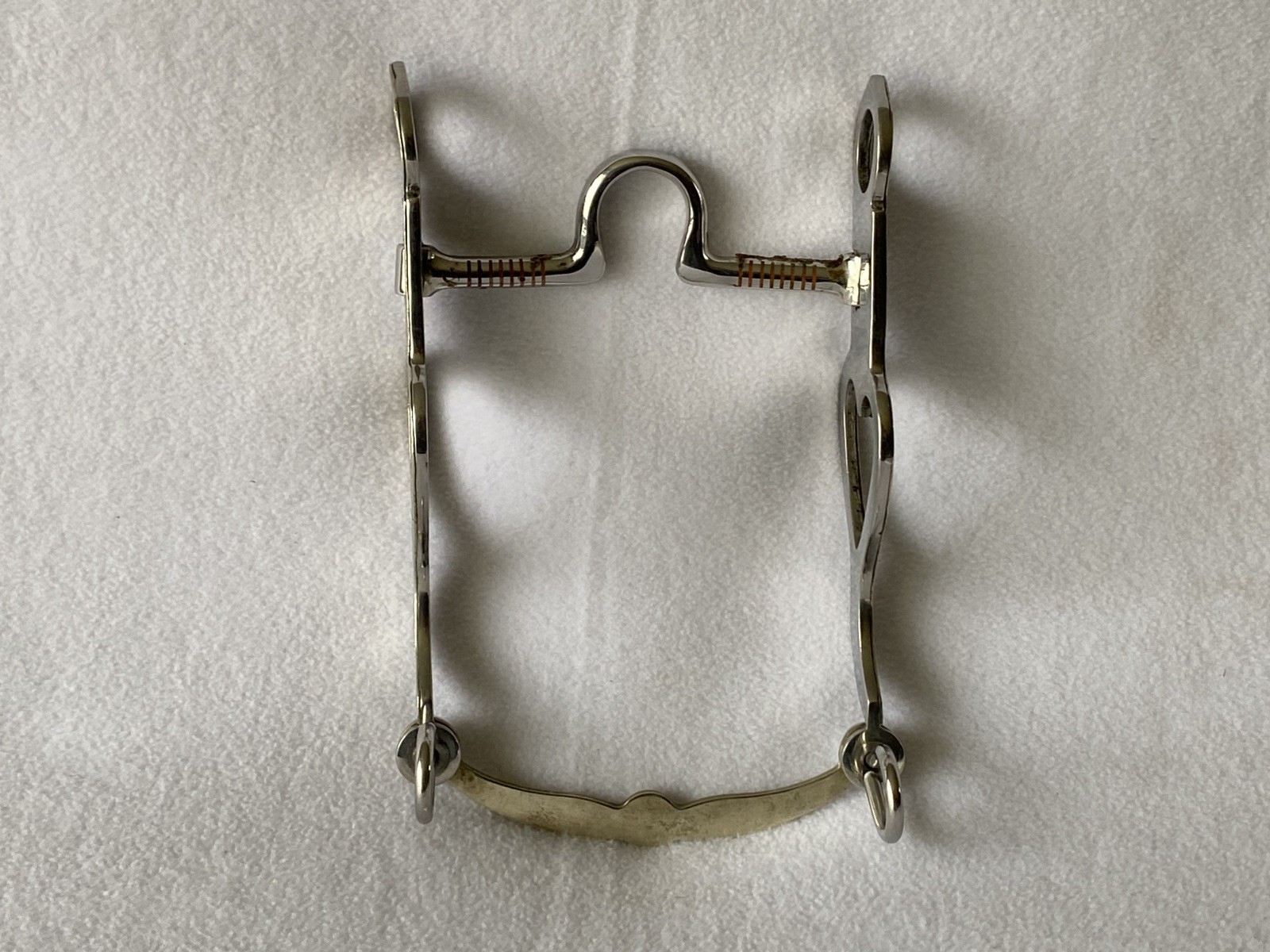 Beautiful Vintage Silver Mounted HEART Show Bit~5" Coppper Inlay Port Mouth