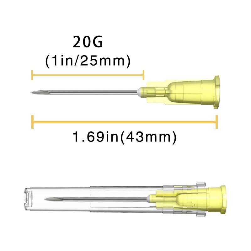 20 Gauge 1 inch Needle (100Pack),Luer Lock Industrial 20G-1 IN 25mm