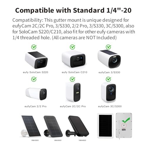 2-Pack Gutter Mount Compatible with eufy Security SoloCam S220/C210, 2 Pcs