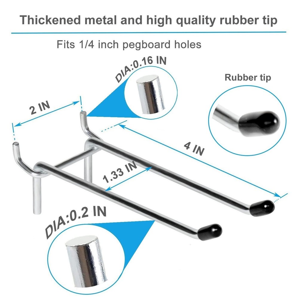 15 Pcs Peg Hooks for Pegboard 4 Inch Pegboard Hooks Pegboard Double Hooks Fit...