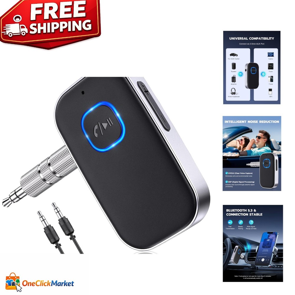 Dual Device Bluetooth Receiver for Home/Stereo - Long Battery & Noise Reduction
