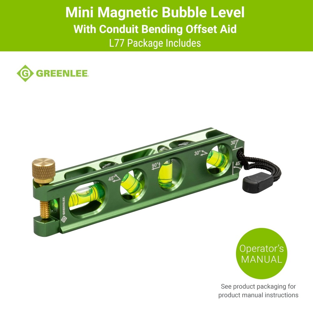 L77 Mini Magnetic Bubble Level with Conduit Bending Offset Aid