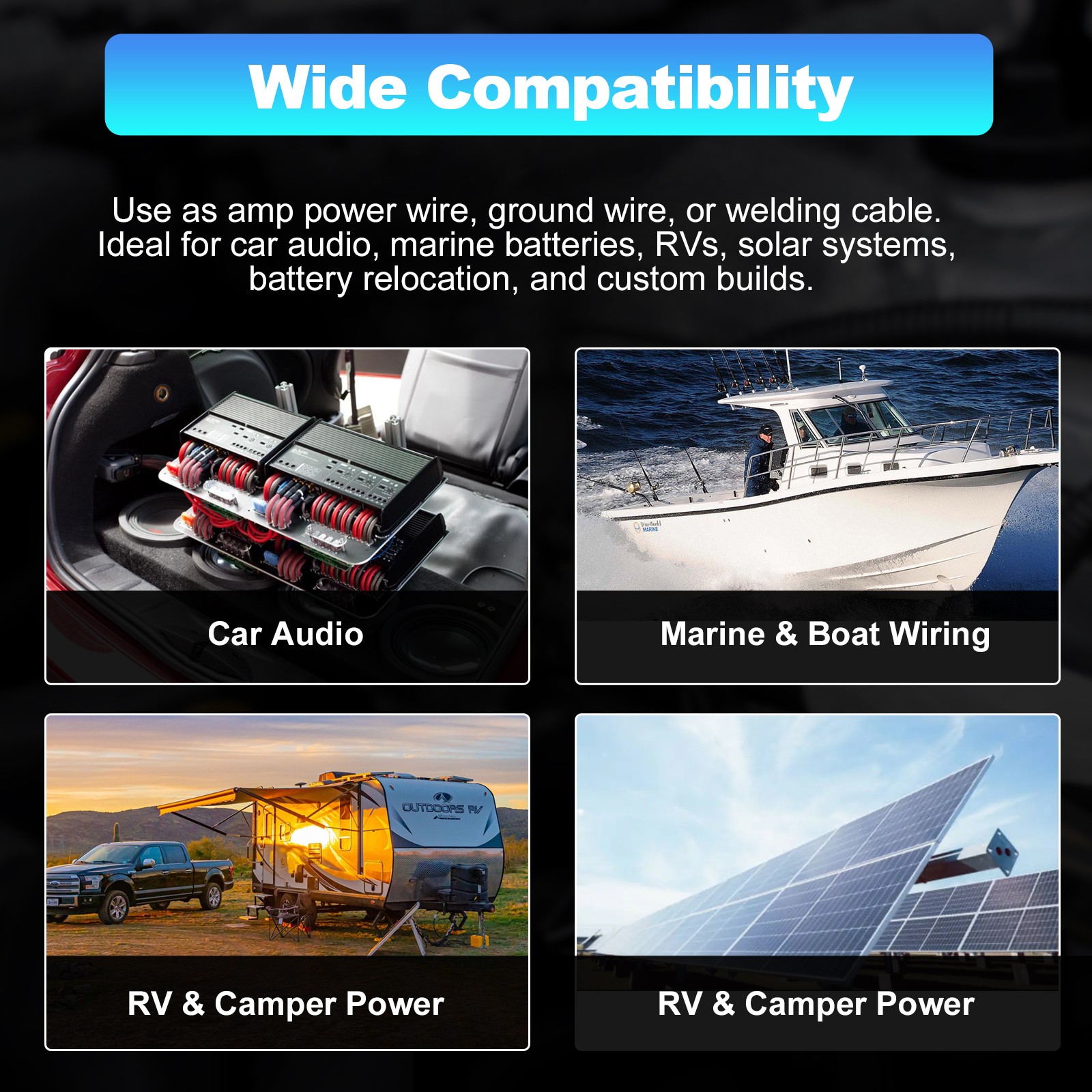 1/0 AWG 40FT Battery Cable 1/0 Gauge Wire Copper Clad Aluminum CCA Amp Wiring