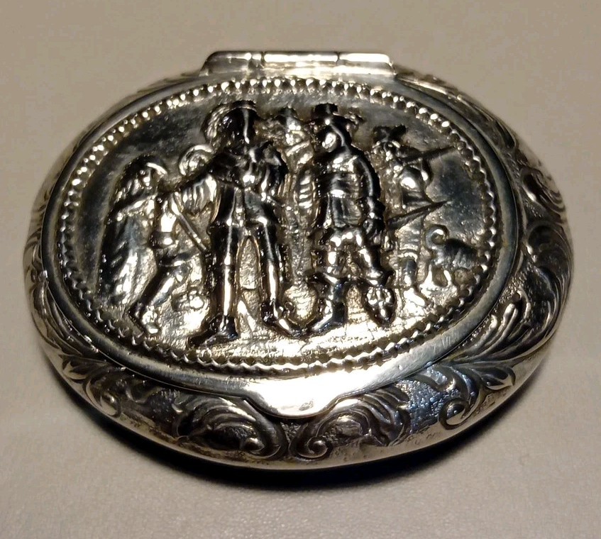 Solid Silver Dutch Snuff Box 19th Century Repousse Work Hallmarks.