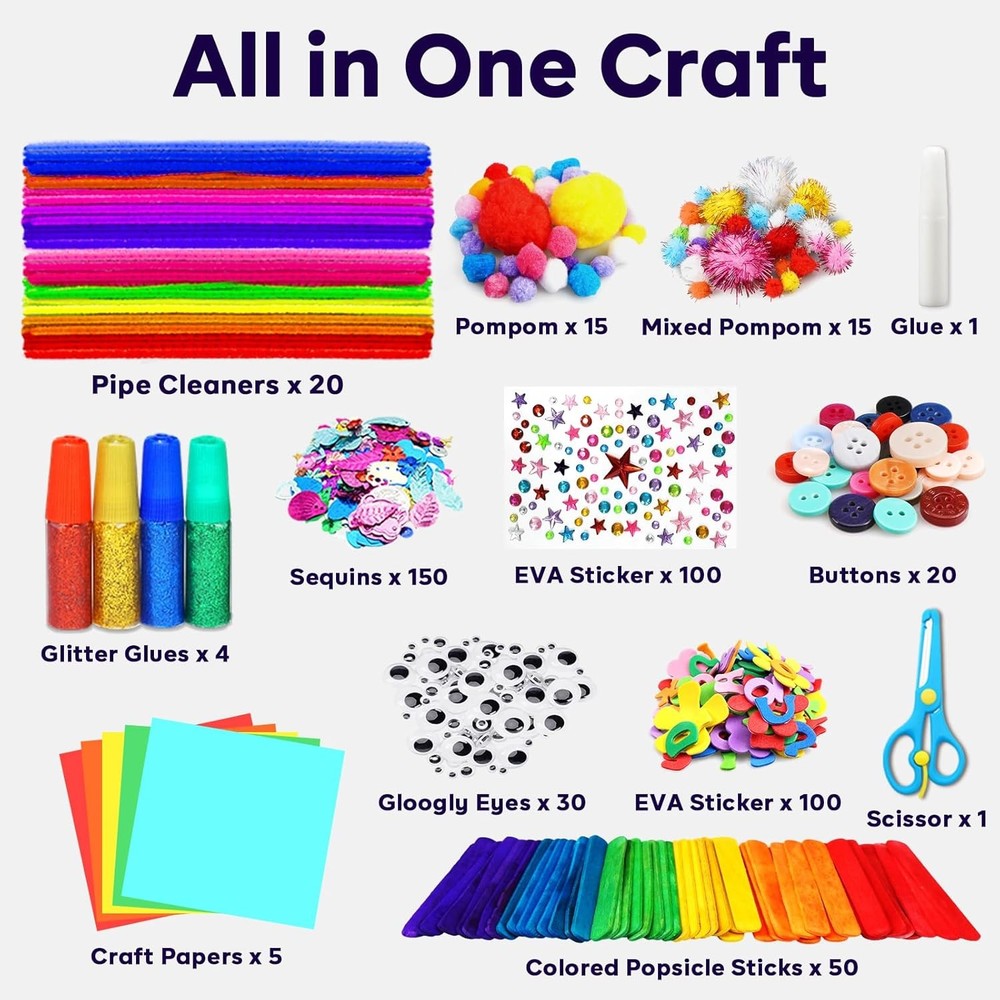 Kids Craft Supplies Set - Creative Kit for St Patrick's Day Projects