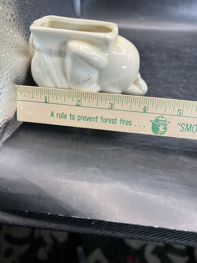 Vintage Small White Elephant Planter 3” Tall READ