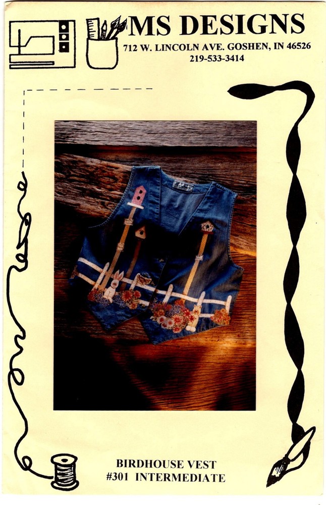 Birdhouse Vest Applique Pattern by MS Designs 301
