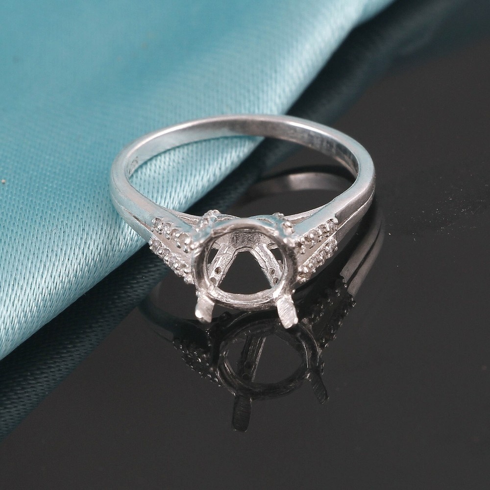 Semi Mount Ring Stone Setting Size 7X7 MM Round Shape 925 Sterling Silver Ring