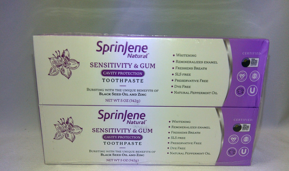 SprinJene Sensitivity & Gum  Cavity Protection Toothpaste Peppermint  2 Pack