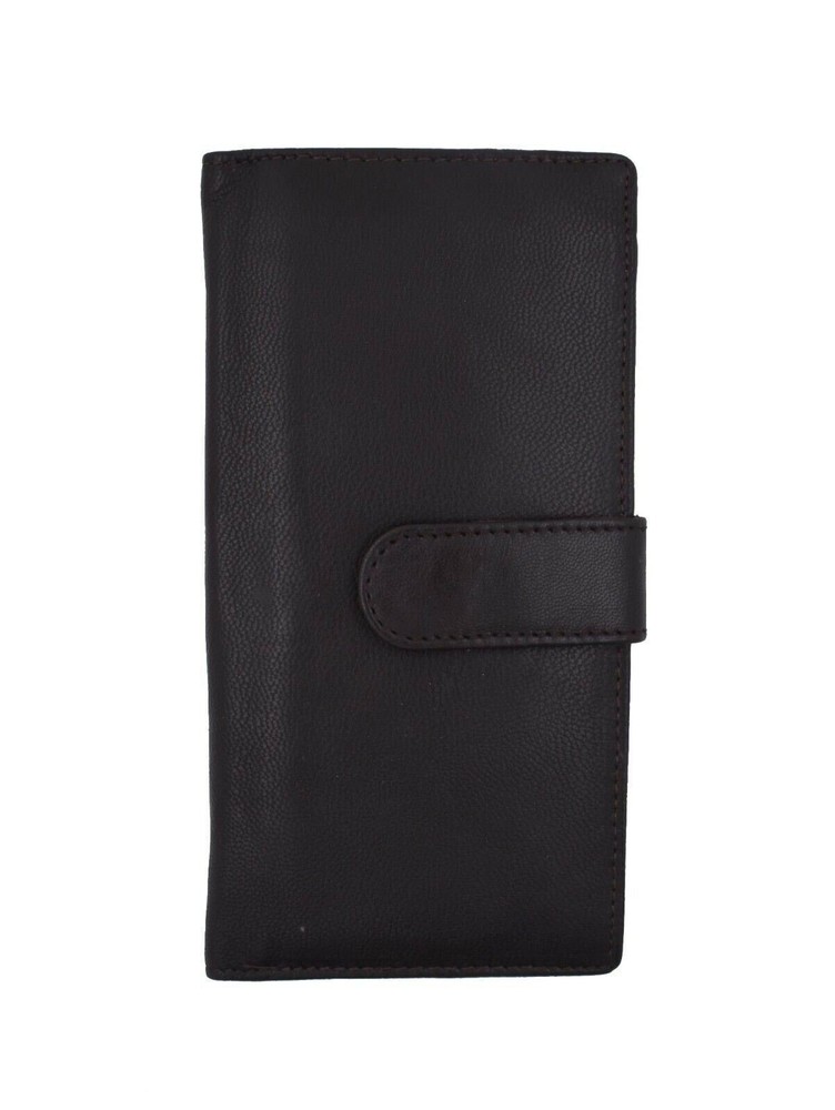 Genuine Leather PLAIN Checkbook Cover Brown with Snap Closure NEW!!!