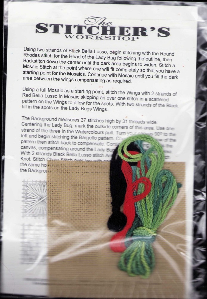 Needlepoint Canvas Ladybug KIT w/ canvas & Threads RARE Workshop 18 Mesh