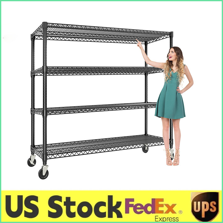 72"x59"x18" 4 Tier Adjustable Wire Metal Shelving Heavy-Duty Storage Unit 2640Lb