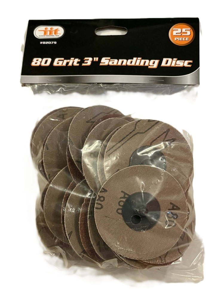 25pc 3" 80 Grit Sanding Discs Surface Prep Finishing Work 82079