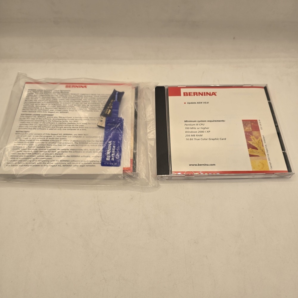 Bernina Version 4 Editor Lite V4 Embroidery Software Windows XP CD + USB