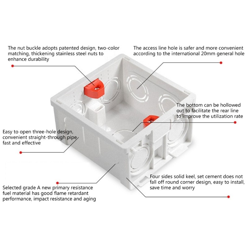 86-Type PVC Junction Box Wall Mount Cassette For Switch Socket Base