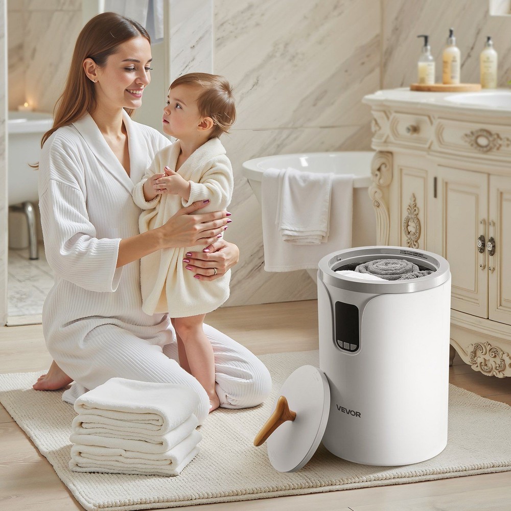 20L Heated Storage Basket for Towels with Timer and Scent Insert White