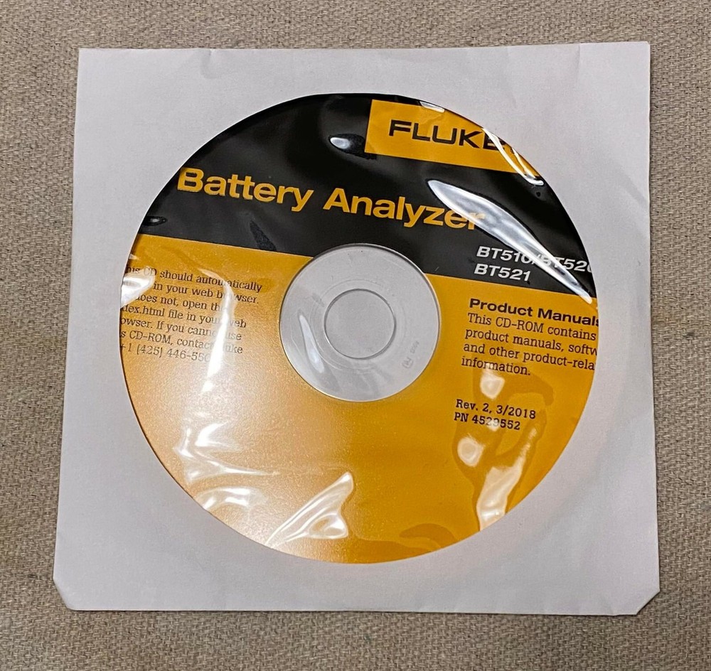 Fluke 500 Series Battery Analyzer Software Disc 510 520 521