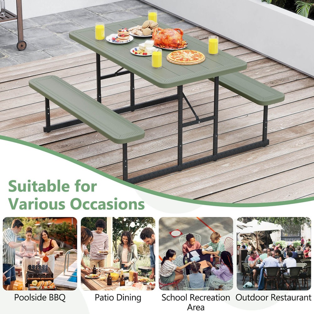Picnic Table Bench Set for 2-4 People Outdoor Rectangular Camping Dining Table
