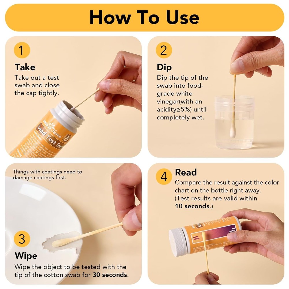 Lead Test Kit – 30 Rapid Testing Swabs with 30‑Second Colour‑Change Results. at