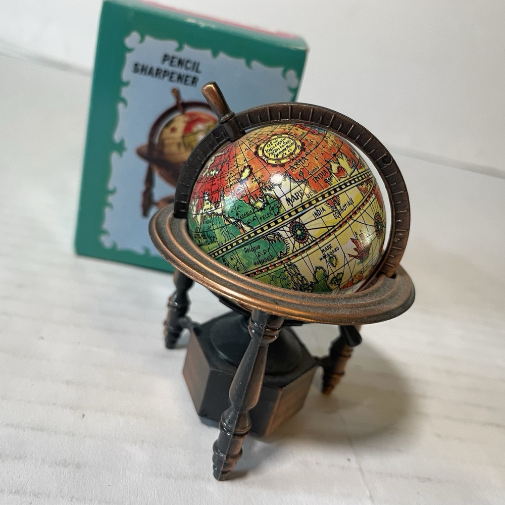 Miniature Globe Die Cast Spinning World Pencil Sharpener w/ Box