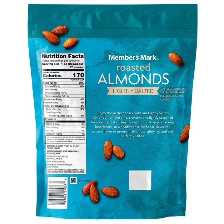 Member's Mark Lightly Salted Roasted Almonds, 40 oz.
