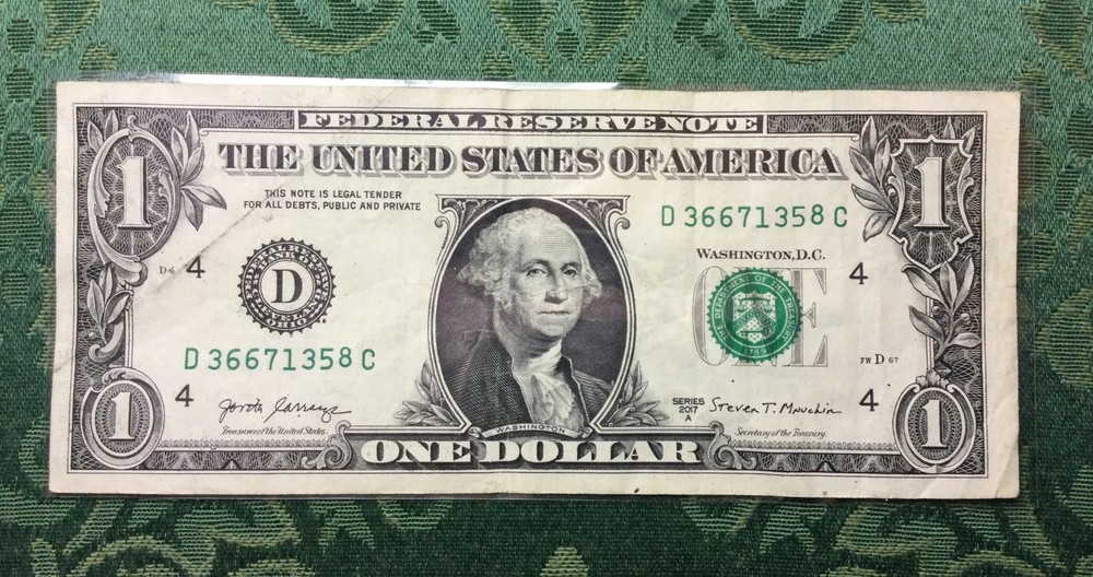 Error Note $1 One Dollar Bill Series 2017 A Gas Pump Turn 8 Raised Stuck Digit