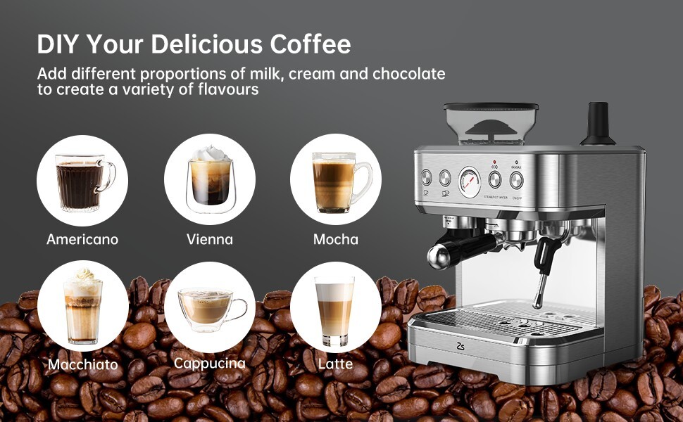 Touch Espresso Coffee Machine - Brushed Stainless Steel