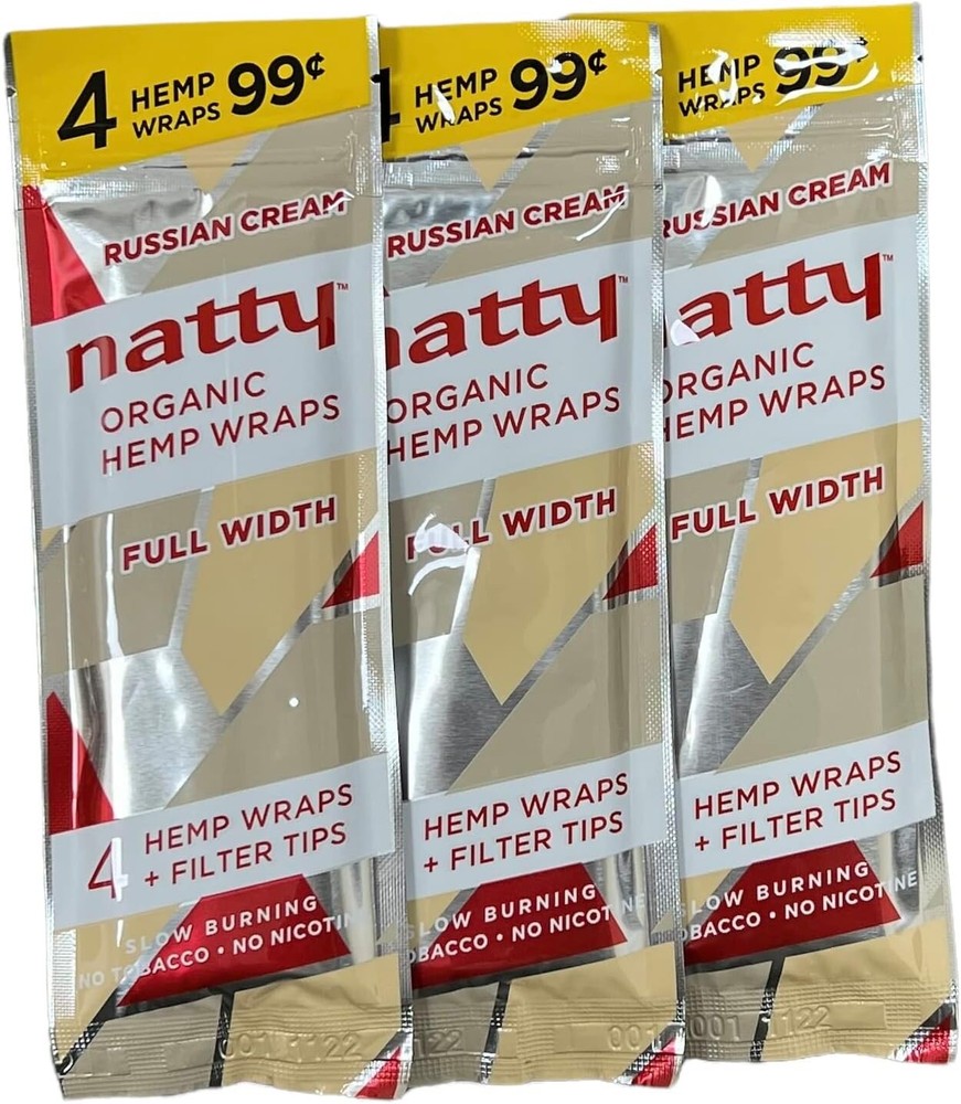 Natty Full Width Wraps 15 Packs Per Box 4 Wraps Per Pack (Russian Cream)
