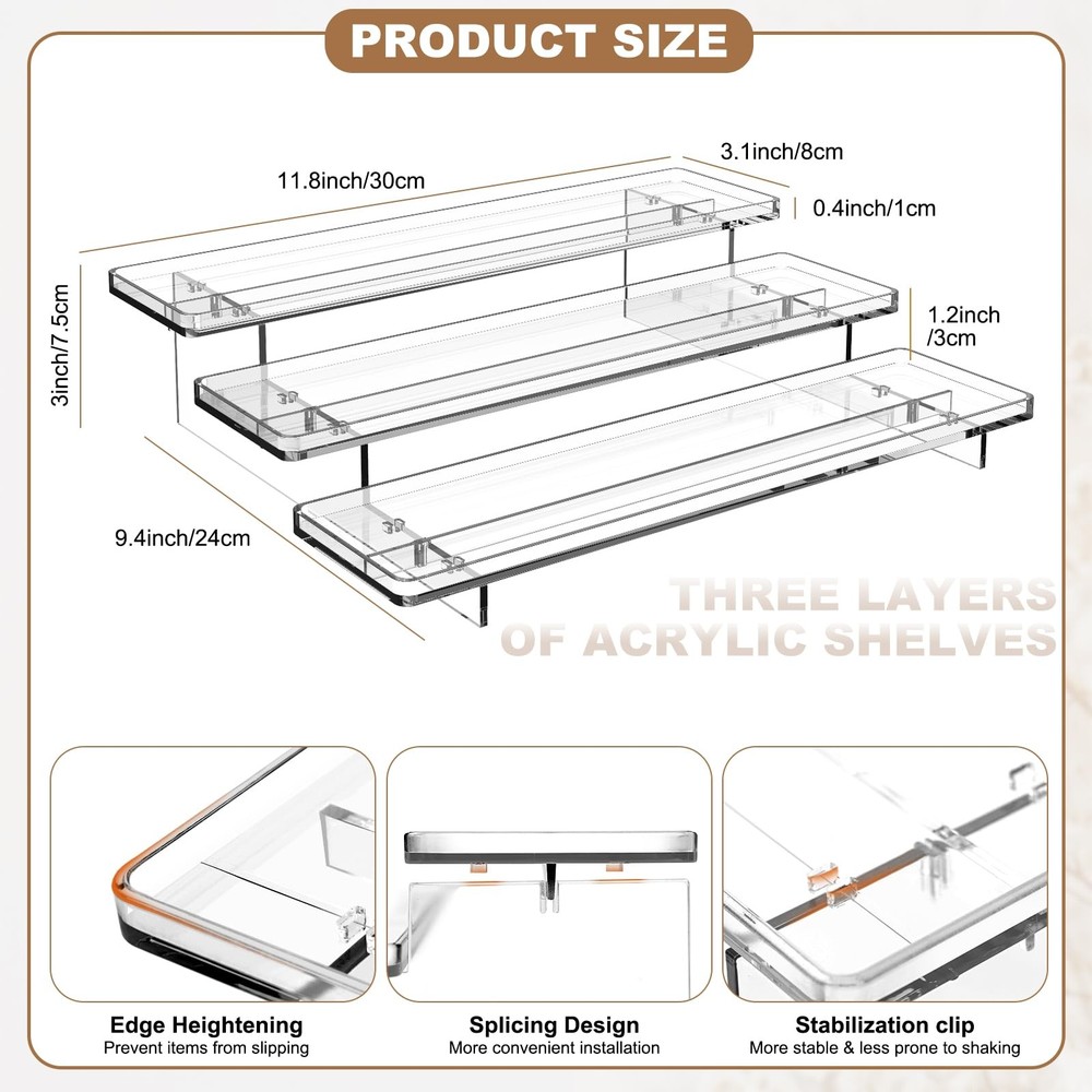2 Pack 3 Tier Acrylic Stands for Display, 12 inch Clear Display Stand Risers ...