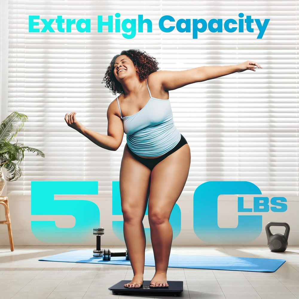 550Lb Capacity Digital Bathroom Scale High Precision Body Weight Scale Extra Wid
