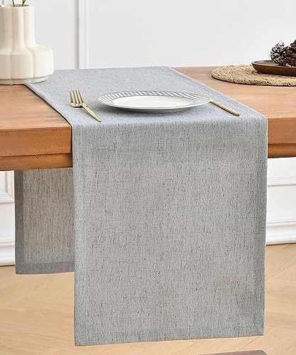 Linen Style Table Runner, Table Runners 90 13×90 Inch Silver Grey Chambray