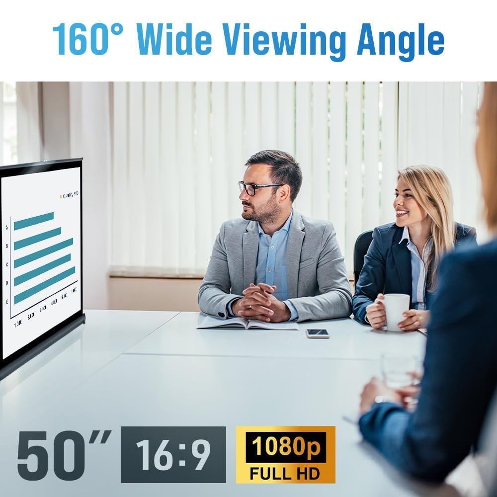 Portable Mobile 50 Inch Projector Screen Pull Down, 16:9 Projector Screen Ret...