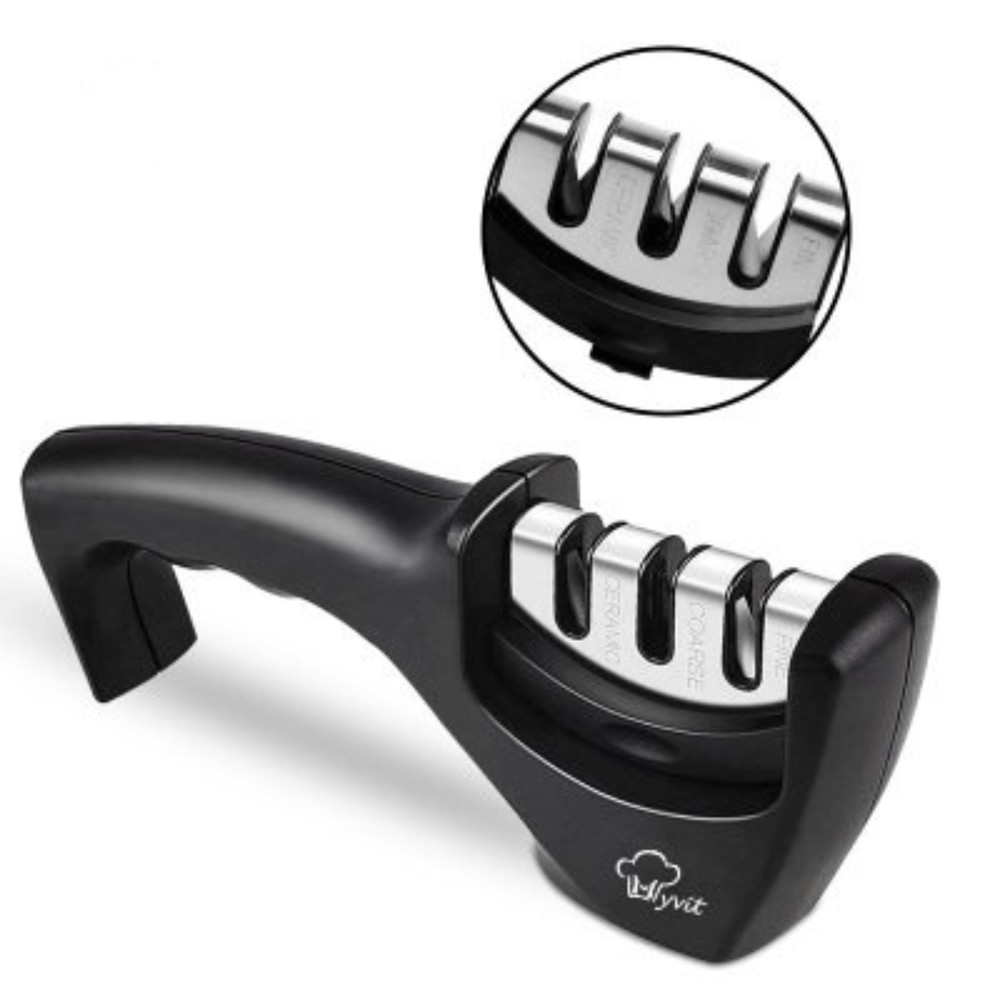 Myvit Knife Sharpener 3 Step Ceramic Black New Kitchen