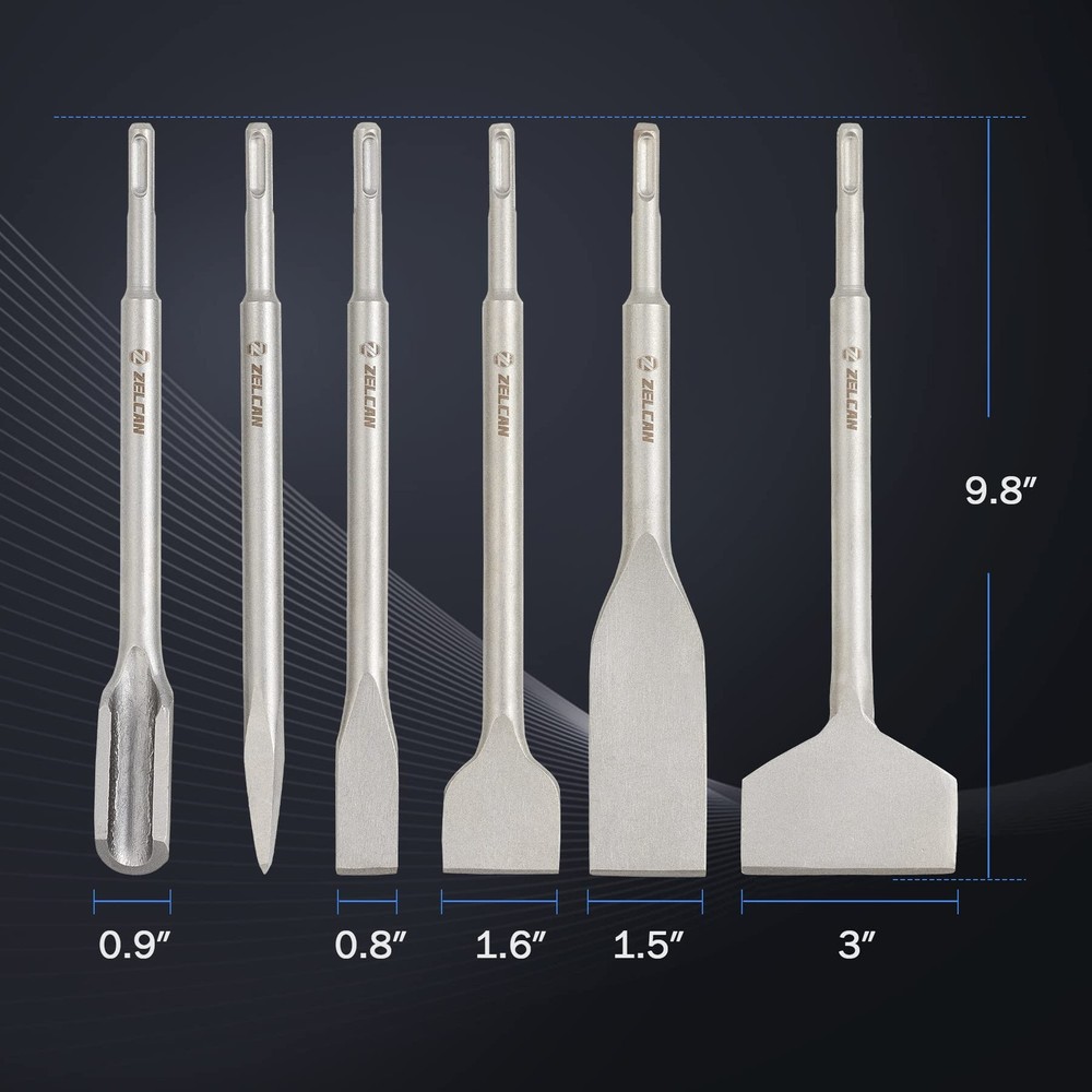 ZELCAN Chisel Set with 3 inches blade width, 10 overall length, Sliver