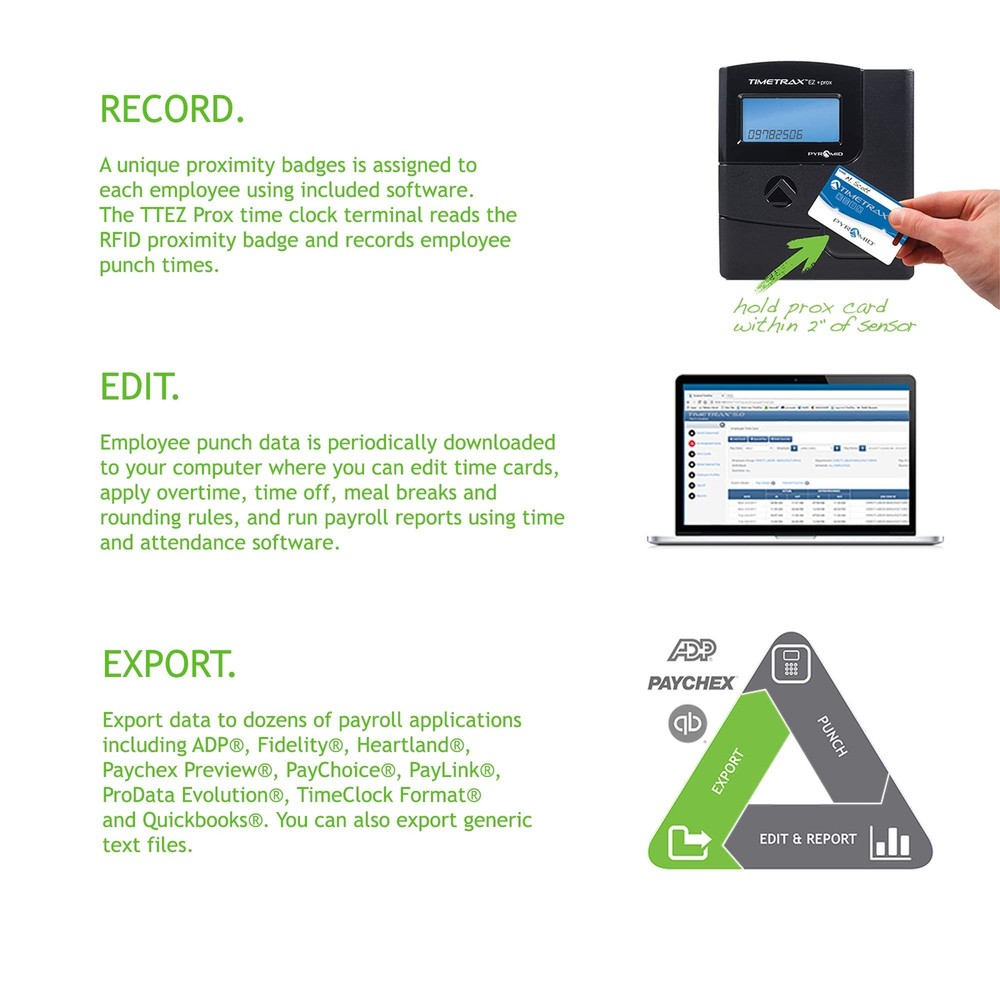 Pyramid Time Systems, PPDLAUBKN, TimeTrax Automated Proximity Time and Attend...
