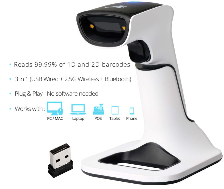 Escaner Inalambrico De Codigo De Barra Lector Scanner De Barras USB Recargable