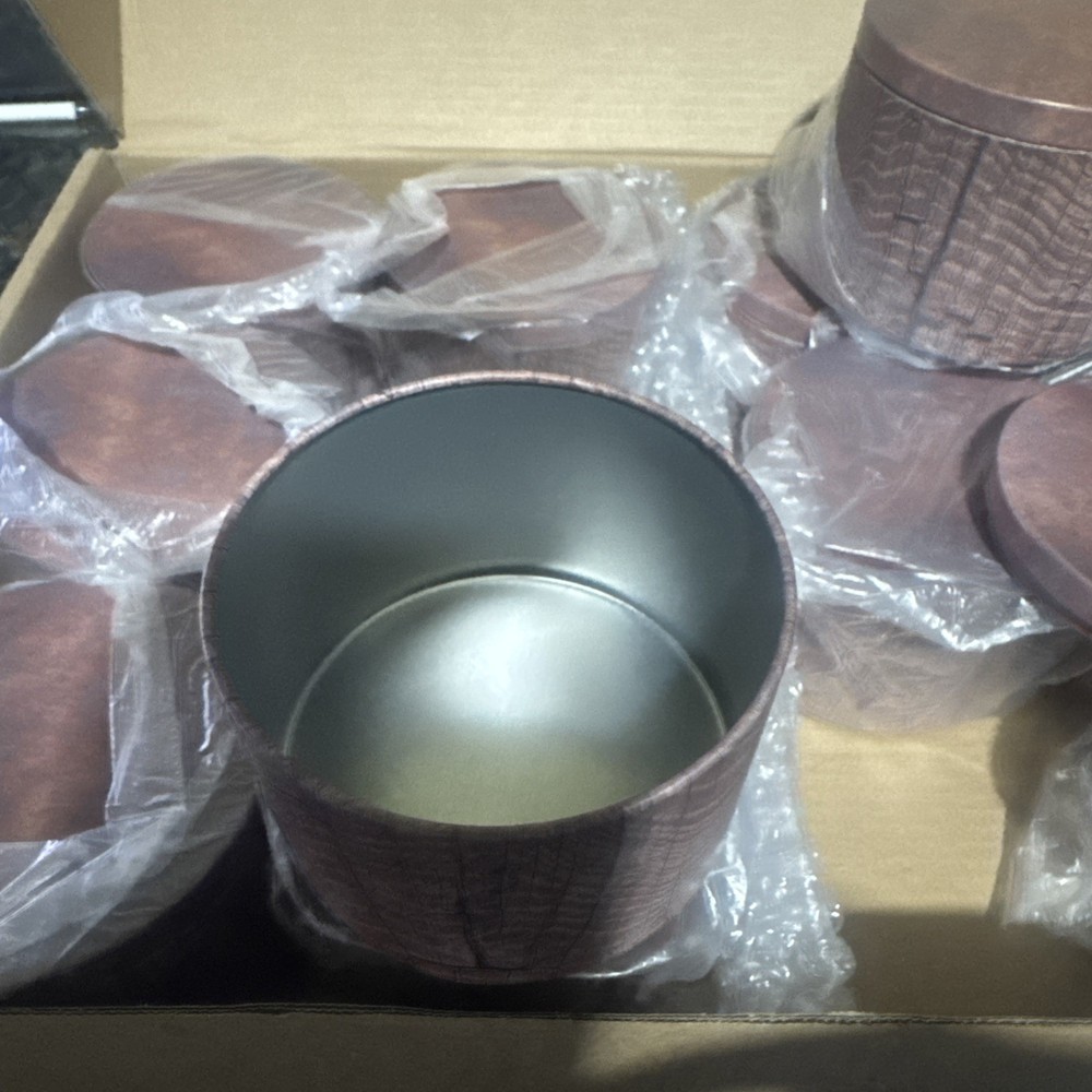 Candle Jars 12pcs 8oz Maple Leaf Pattern Red Wood Grain Empty Candle Can Box Set