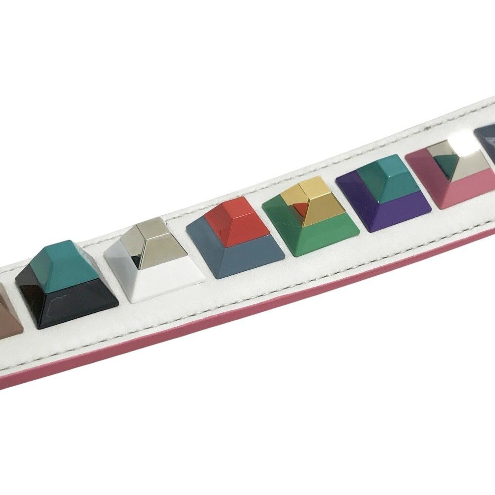 FENDI Shoulder Strap Leather Studs 8AV077 Multicolor w/ Storage Bag